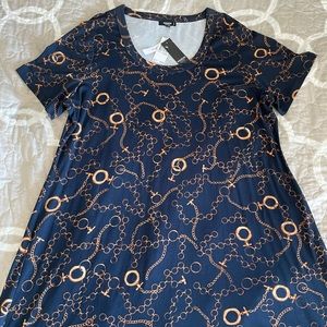 NWT Premise Dresses Navy Chain print dress 2x